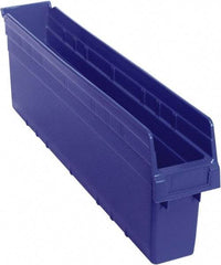 Quantum Storage - 23-5/8" Deep, Blue Polypropylene Hopper Shelf Bin - 8" High x 4-3/8" Wide x 23-5/8" Long - Best Tool & Supply