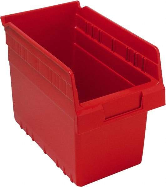 Quantum Storage - 11-5/8" Deep, Red Polypropylene Hopper Shelf Bin - 8" High x 6-5/8" Wide x 11-5/8" Long - Best Tool & Supply