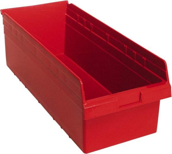 Quantum Storage - 23-5/8" Deep, Red Polypropylene Hopper Shelf Bin - 8" High x 11-1/8" Wide x 23-5/8" Long - Best Tool & Supply