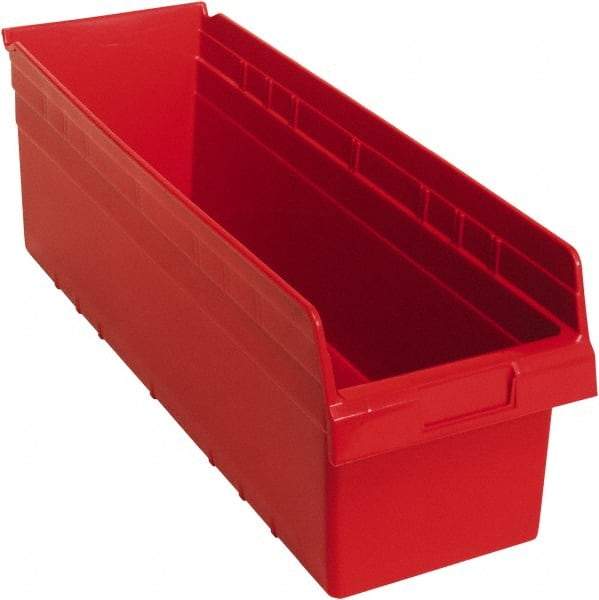 Quantum Storage - 23-5/8" Deep, Red Polypropylene Hopper Shelf Bin - 8" High x 8-3/8" Wide x 23-5/8" Long - Best Tool & Supply