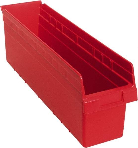 Quantum Storage - 23-5/8" Deep, Red Polypropylene Hopper Shelf Bin - 8" High x 6-5/8" Wide x 23-5/8" Long - Best Tool & Supply