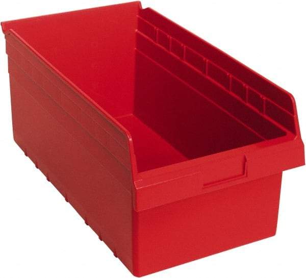 Quantum Storage - 17-7/8" Deep, Red Polypropylene Hopper Shelf Bin - 8" High x 11-1/8" Wide x 17-7/8" Long - Best Tool & Supply