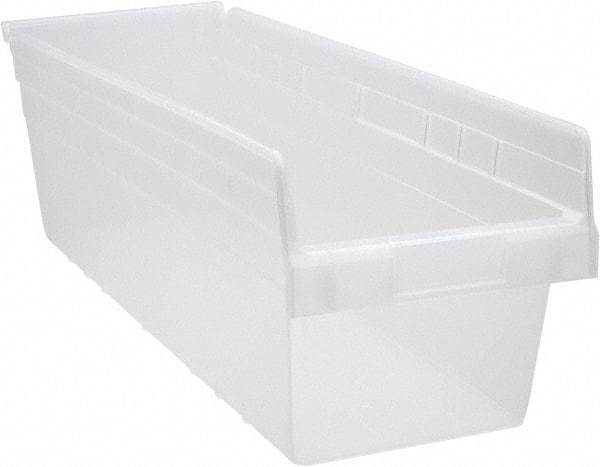 Quantum Storage - 23-5/8" Deep, Clear Polypropylene Hopper Shelf Bin - 8" High x 8-3/8" Wide x 23-5/8" Long - Best Tool & Supply