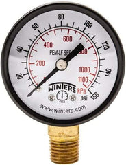 Winters - 2" Dial, 1/4 Thread, 0-160 Scale Range, Pressure Gauge - Lower Connection Mount, Accurate to 3-2-3% of Scale - Best Tool & Supply