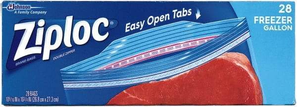 Ziploc - 30 Piece, 1 Gallon Capacity, 9.6 Inch Wide x 12.1 Inch High, Ziploc Freezer Bag - 9 Pack, 2.7 mil Thick, Plastic - Best Tool & Supply