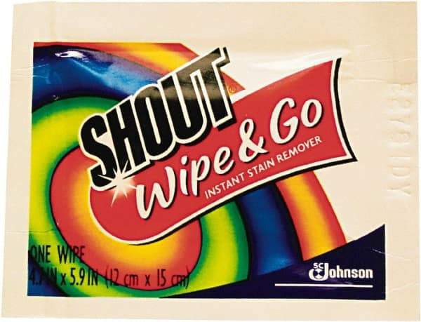 Shout - Pre-Moistened General Purpose Wipes - Packet, 4-3/4" x 5-7/8" Sheet Size, White - Best Tool & Supply