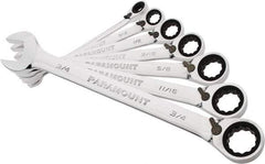 Paramount - 7 Piece, 3/8" to 3/4", 12 Point Reversible Ratcheting Combination Wrench Set - Inch Measurement Standard, Full Polish Chrome Finish, Comes in Blow Molded Case - Best Tool & Supply