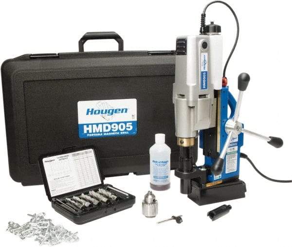 Hougen - 2" Travel, Portable Magnetic Drill Press - 250 & 450 RPM, 9 Amps, 1.5 hp, 1035 Watts - Best Tool & Supply