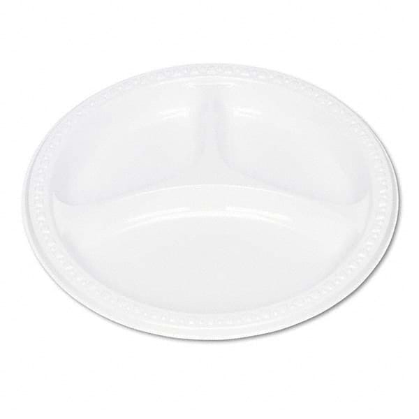 Tablemate Products - Plastic Dinnerware, Compartment Plates, 9" Diam, White, 125/Pack - Best Tool & Supply