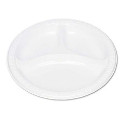 Tablemate Products - Plastic Dinnerware, Compartment Plates, 9" Diam, White, 125/Pack - Best Tool & Supply