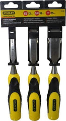 Stanley - 3 Piece Wood Chisel Set - 9" OAL, Bi-Material, Sizes Included 1/2 to 1" - Best Tool & Supply