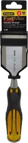 Stanley - 9" OAL x 2" Blade Width Wood Chisel - 2" Tip, Acetate & Rubber Grip Handle - Best Tool & Supply