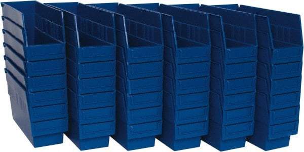 Quantum Storage - 50 Lb. Load Capacity, 11-5/8" Deep, Blue Polypropylene Hopper Shelf Bin - 6" High x 4-1/8" Wide x 11-5/8" Long - Best Tool & Supply