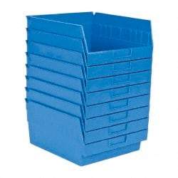 Quantum Storage - 50 Lb. Load Capacity, 11-5/8" Deep, Blue Polypropylene Hopper Shelf Bin - 6" High x 11-1/8" Wide x 11-5/8" Long - Best Tool & Supply