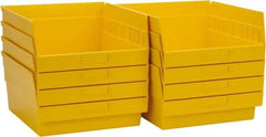 Quantum Storage - 50 Lb. Load Capacity, 11-5/8" Deep, Yellow Polypropylene Hopper Shelf Bin - 6" High x 11-1/8" Wide x 11-5/8" Long - Best Tool & Supply