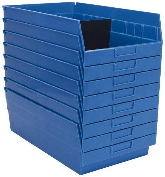 Quantum Storage - 50 Lb. Load Capacity, 17-7/8" Deep, Blue Polypropylene Hopper Shelf Bin - 6" High x 11-1/8" Wide x 17-7/8" Long - Best Tool & Supply