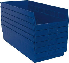 Quantum Storage - 50 Lb. Load Capacity, 23-5/8" Deep, Blue Polypropylene Hopper Shelf Bin - 6" High x 11-1/8" Wide x 23-5/8" Long - Best Tool & Supply