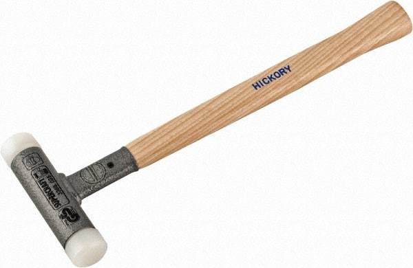 HALDER - 11 oz Head 1" Face Diam Nylon Dead Blow Hammer - 12" OAL, Hickory Handle - Best Tool & Supply