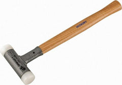 HALDER - 15 oz Head 1-3/16" Face Diam Nylon Dead Blow Hammer - 13" OAL, Hickory Handle - Best Tool & Supply