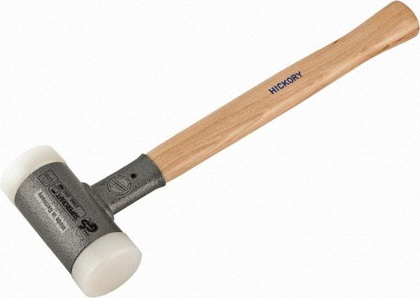 HALDER - 35 oz Head 2" Face Diam Nylon Dead Blow Hammer - 14-1/2" OAL, Hickory Handle - Best Tool & Supply