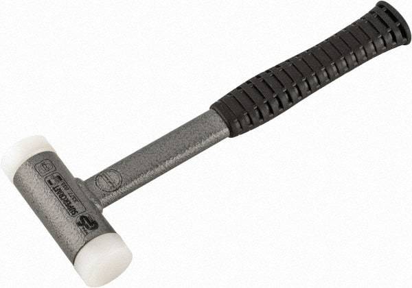 HALDER - 25 oz Head 1-3/8" Face Diam Nylon Dead Blow Hammer - 11-1/2" OAL, Steel Handle - Best Tool & Supply