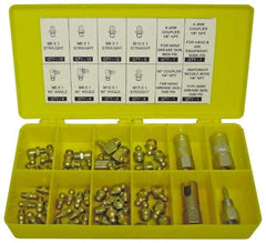 PRO-LUBE - 60 Piece, Metric, Box Plastic Steel Grease Fitting Set - Includes Metric Thread Types, Includes M10x1: (20) Straight, (4) 90°, M6x1: (12) Straight, (4) 90°, M8x1: (12) Straight, (4) 90° - Best Tool & Supply