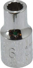 Proto - 3/16", 1/4" Drive, Standard Hand Socket - 12 Points, 7/8" OAL, Chrome Vanadium, Chrome Finish - Best Tool & Supply