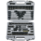 STANLEY® 1/4" & 3/8" Drive 99 Piece Fractional & Metric Black Chrome Laser Etched Socket Set - Best Tool & Supply