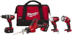 Milwaukee Tool - 18 Volt Cordless Tool Combination Kit - Includes 1/2" Hammer Drill, 1/4" Hex Impact Driver & One-Handed Hackzall Reciprocating Saw, Lithium-Ion Battery Included - Best Tool & Supply