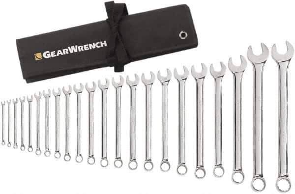 GearWrench - 22 Piece, 6mm to 23mm, 12 Point Combination Wrench Set - Metric Measurement Standard, Chrome Finish, Comes in Roll - Best Tool & Supply