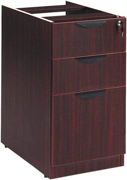 ALERA - 15-5/8" Wide x 28-1/2" High x 28-1/2" Deep, 3 Drawer Full Pedestal - Woodgrain Laminate, Mahogany - Best Tool & Supply