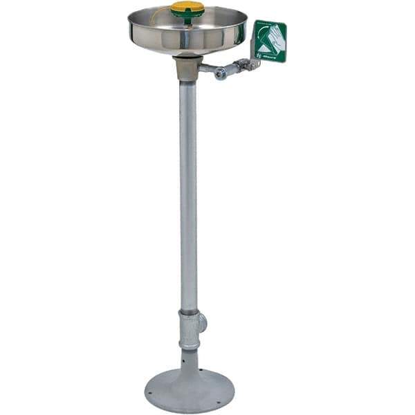 Haws - 15" Wide x 38" High, Pedestal Mount, Stainless Steel Bowl, Eye & Face Wash Station - 11" Inlet, 3.7 GPM Flow Rate - Best Tool & Supply