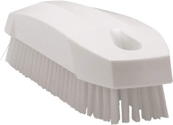 Vikan - 0.7" Bristle Length, Polyester Scrub Brush - 1-1/2" Wide Head, 4-1/2" OAL, White, Polypropylene Block - Best Tool & Supply