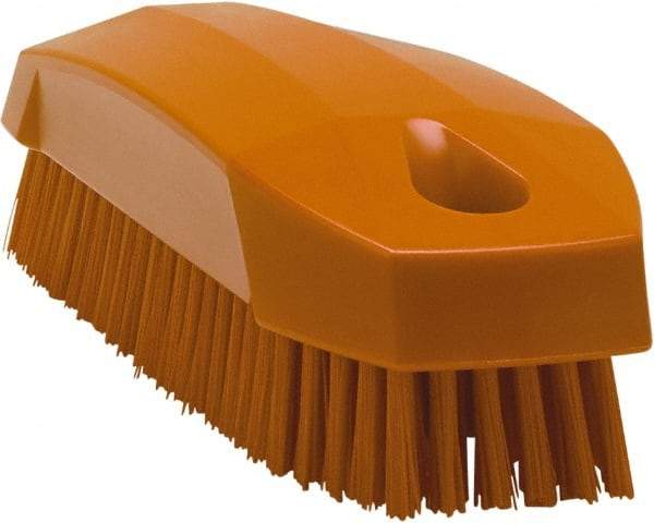 Vikan - 0.7" Bristle Length, Polyester Scrub Brush - 1-1/2" Wide Head, 4-1/2" OAL, Orange, Polypropylene Block - Best Tool & Supply