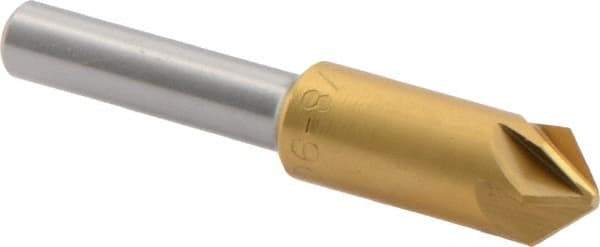 M.A. Ford - 3/8" Head Diam, 1/4" Shank Diam, 6 Flute 90° High Speed Steel Countersink - TiN Finish, 2" OAL - Best Tool & Supply