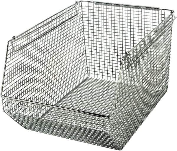 Quantum Storage - 175 Lb. Load Capacity, 18-1/2" Deep, Chrome Hopper Stacking Bin - 10-1/8" High x 11" Wide x 18-1/2" Long - Best Tool & Supply