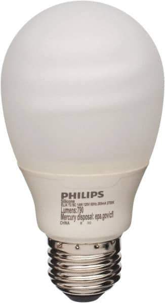 Philips - 14 Watt Fluorescent Residential/Office Medium Screw Lamp - 2,700°K Color Temp, 800 Lumens, 120 Volts, Twister, 8,000 hr Avg Life - Best Tool & Supply