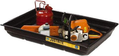 Justrite - 20 Gallon Capacity, 23 Inch Long x 47-1/2 Inch Wide, Polyurethane Spill Tray - 23 Inch Diameter, 5-1/2 Inch High, Black - Best Tool & Supply