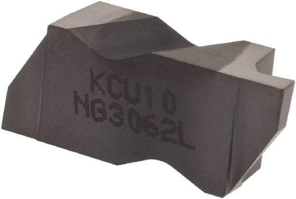 Kennametal - 3062NG Grade KCU10, 1.58mm Cutting Width Carbide Grooving Insert - 2.39mm Max Depth of Cut, Left Hand, 0.19mm Corner Radius, AlTiN Finish - Best Tool & Supply