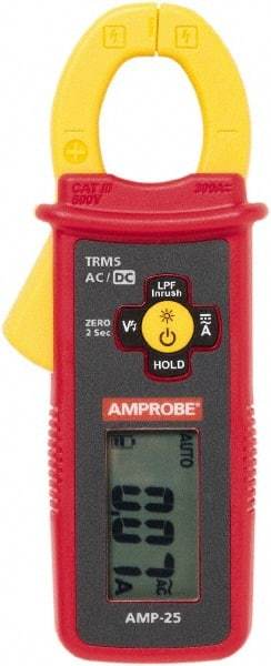 Amprobe - AMP-25, CAT III, Digital True RMS Clamp Meter with 0.9843" Clamp On Jaws - 300 AC/DC Amps, Measures Current - Best Tool & Supply