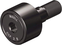 McGill - 5/8" Roller Diam x 7/16" Width, 1/4" Stud Diam x 3/4" Length, Crowned Sealed Stud Cam Follower with Hex - Steel, 5/16" Thread Length, 1/4-28 Thread, 1.22" OAL, 955 Lb Dynamic Cap, 1,215 Lb Static Cap - Best Tool & Supply