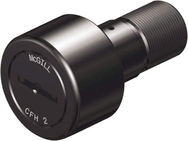 McGill - 1-3/8" Roller Diam x 3/4" Width, 1/2" Stud Diam x 1-1/4" Length, Heavy Stud Cam Follower - Steel, 5/8" Thread Length, 3/4-16 Thread, 2.03" OAL, 3,930 Lb Dynamic Cap, 8,500 Lb Static Cap - Best Tool & Supply