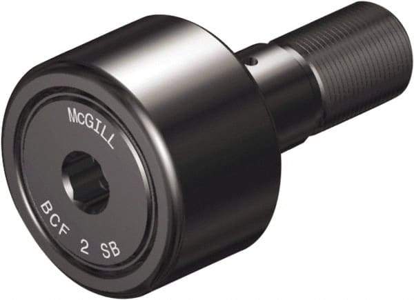 McGill - 1-5/8" Roller Diam x 7/8" Width, 5/8" Stud Diam x 1-1/2" Length, Sealed Self Lubricating Stud Cam Follower with Nonmetallic Bushing and Hex - Steel, 3/4" Thread Length, 5/8-18 Thread, 2.41" OAL - Best Tool & Supply