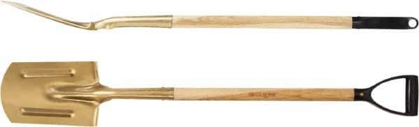 Ampco - 11" High Round Aluminum Bronze Spade - 26-1/2" Long Wood D-Grip Handle - Best Tool & Supply