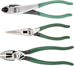 SK - 3 Piece Long Nose, Diagonal & Lineman's Plier Set - Comes in Plastic Pouch - Best Tool & Supply