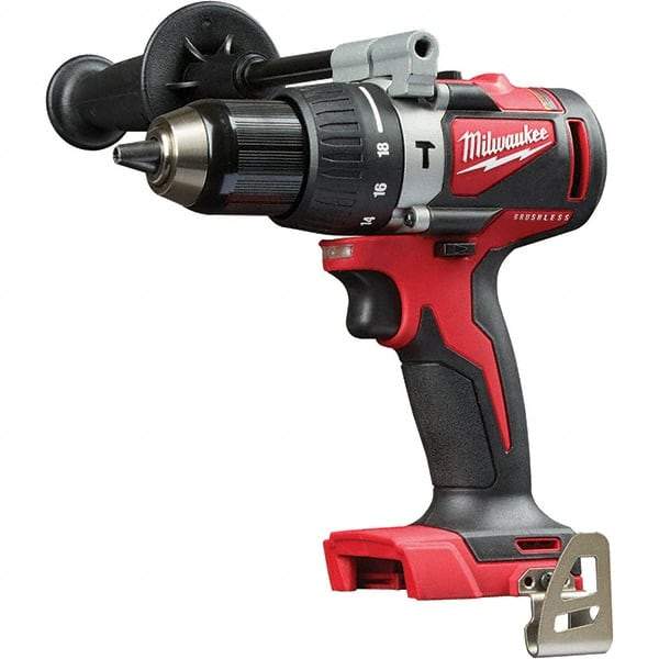 Milwaukee Tool - 18 Volt 1/2" Metal Ratcheting Chuck Cordless Hammer Drill - 0 to 28,800 BPM, 0 to 1,800 RPM, Reversible - Best Tool & Supply