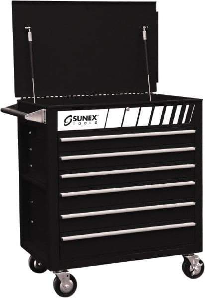 Sunex Tools - 600 Lb Capacity, 34-1/2" Wide x 20" Long x 39-1/2" High Service Cart - 6 Shelf, Steel, Heavy-Duty Casters - Best Tool & Supply