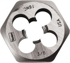 Irwin - 3/8-16 Thread, 1" Hex, Right Hand Thread, Hex Rethreading Die - Carbon Steel - Exact Industrial Supply