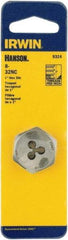 Irwin - #8-32 Thread, 1" Hex, Right Hand Thread, Hex Rethreading Die - Carbon Steel - Exact Industrial Supply