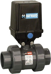 Hayward - 2" Pipe, 250 psi WOG Rating, PVC Electric Actuated Ball Valve - EPDM Seal, Full Port, 250 WSP Rating - Best Tool & Supply